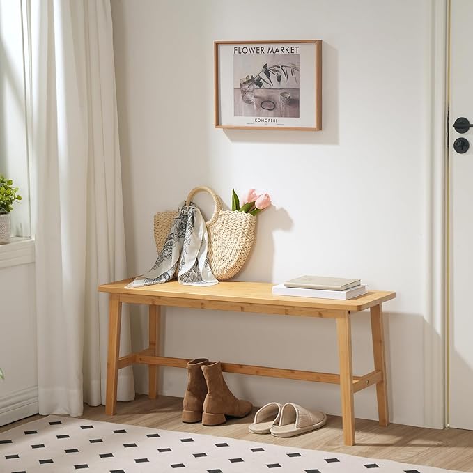 HOOBRO 39.3'' Bamboo Dining Bench, Farmhouse Table Bench, Kitchen & Living Room - Image 4