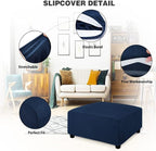 NeColorLife Ottoman Cover Square Large Slipcover Stretch Footrest Stool Covers - Image 2