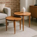 Leick Home Redonda Bay Side Tables 2 Pack, Natural Jequitiba, Small Table 21.6 - Image 2