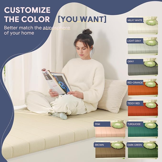 Custom Bay Window Cushion, Splash-Proof Window Seat Cushions Indoor, Customized - Image 2