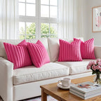 MIULEE Faux Fur Plush Decorative Throw Pillow Covers 18x18, Hot Pink | Set of 4 - Image 2