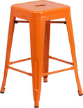 Flash Furniture Kai Commercial Grade 24" High Backless Orange Metal by FlashFurniture
