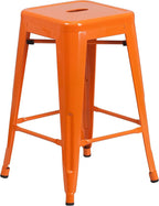 Flash Furniture Kai Commercial Grade 24" High Backless Orange Metal by FlashFurniture