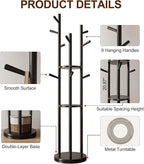 Muwuele Solid Wood Rotary Coat Rack, Freestanding Coat Rack - Image 5