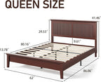 Lifezone Queen Bed Frame with Headboard, Solid Wood Bed Frame Queen Size with - Image 2