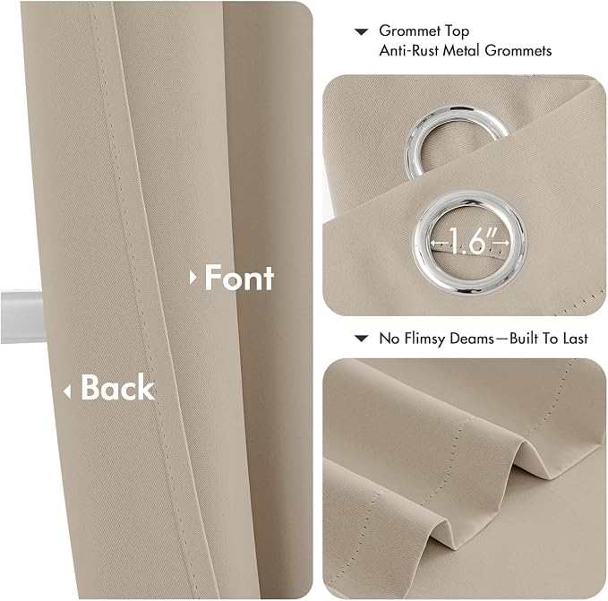 MIULEE Blackout Curtains for Bedroom 2 Panels 40 x 84 Inch Long Light Beige | - Image 4