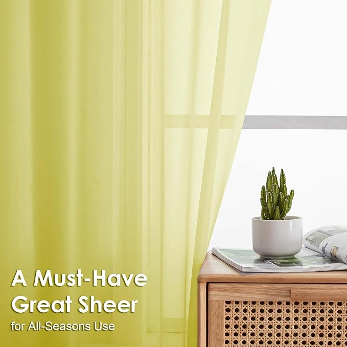 Sheer Curtains 84 Inches Long 2 Panels Set, Light Filtering Transparent - Image 5
