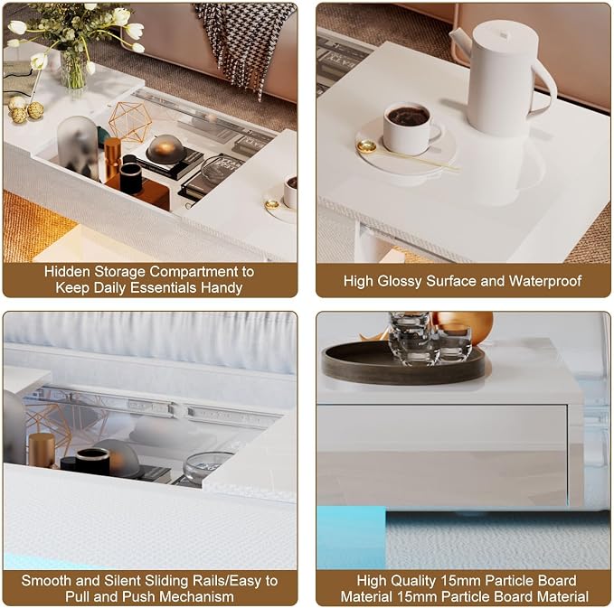 HedoAjim White LED Coffee Table - Image 9