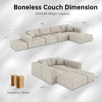 152'' Modern Boneless Couch, Oversized 2-in-1 Modular Sectional Sofa Bed - Image 2