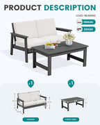 SERWALL Outdoor Loveseat, All-Weather HDPE Outdoor Furniture Set - Image 8