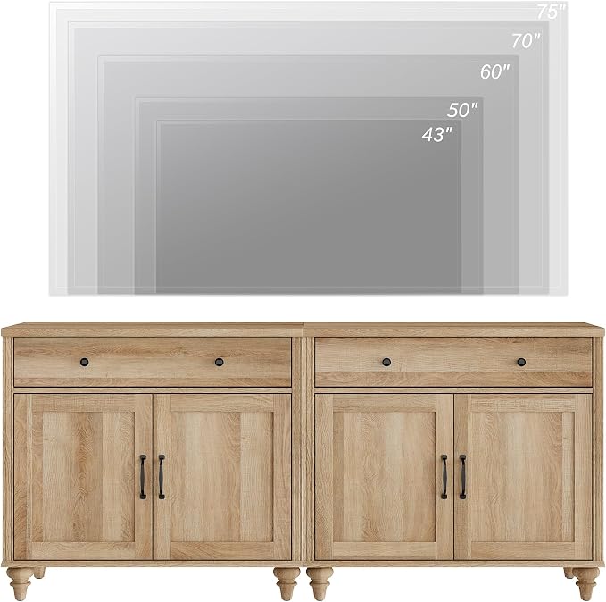 WAMPAT Farmhouse TV Stand for 75 inch TV - Image 4