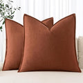 MIULEE Decorative Linen Pillow Covers 20x20 Inch Rust | Boho Farmhouse​ ​Fall by MIULEE
