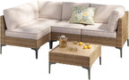 5-Piece Patio Furniture Set, Outdoor Wicker Sectional Sofa - Image 9