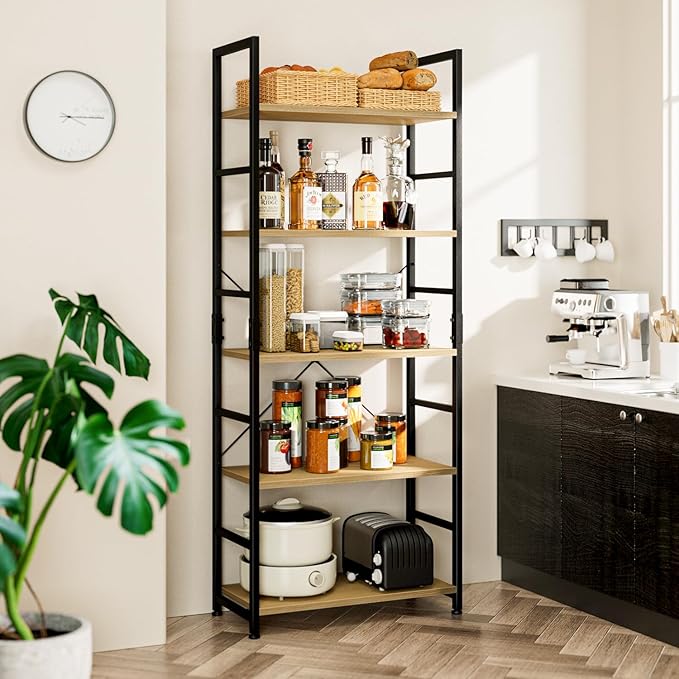 NUMENN 5 Tier Bookshelf, Tall Bookcase Shelf Storage Organizer, Modern Book - Image 2