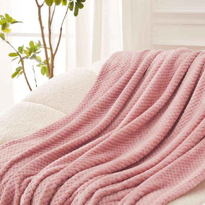 Exclusivo Mezcla Soft Waffle Fleece Bed Blanket Twin Size, Cozy Fluffy Design - Image 5
