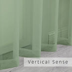 2 Panels Window Sage Green Sheer Curtains 42" x 45" Inches - Image 6
