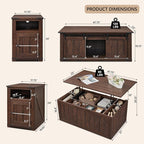 IFGET Farmhouse Furniture Set of 3, Includes 48" Lift Top Coffee Table - Image 2
