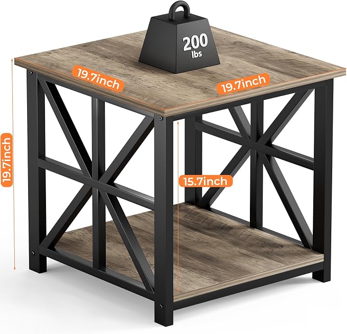 GreenForest End Table with 2-Tier Storage Shelf, 19.7 inch Side Table - Image 3