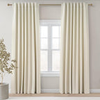 Topfinel Cream White Linen Blackout Curtains 63 Inches Long 2 Panels - Image 5