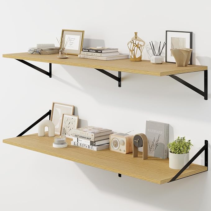 Fun Memories Floating Shelves for Wall, 12 Inch Deep Floating Shelves Set of 2 by FunMemories