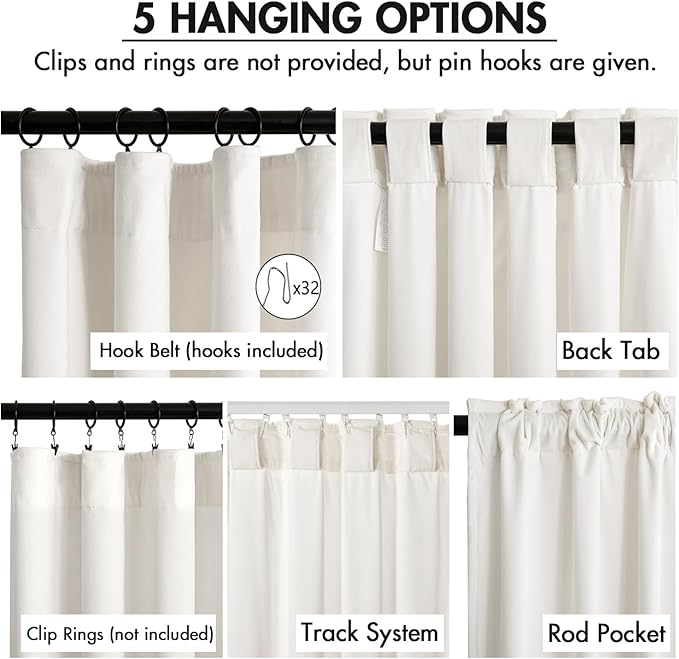MIULEE Velvet Curtains 50W x 108L 2 Panels Ivory Blackout Curtains | Luxury - Image 2