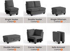 CHIC HOUSE Middle Module for Modular Couch, Corduroy Customizable Chaise - Image 3