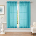 Sheer Turquoise Curtains, Sheer Curtains 63 inch Length 2 Panels Set, Rod by OWENIE