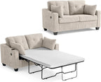 Full Size Pull Out Sleeper Sofa Bed, 2-in-1 Convertible Corduroy Pull Out Couch by CHICHOUSE