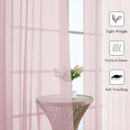 Blush Pink Sheer Curtains 63 Inch Length 2 Panels Set, Rod Pockets Voile - Image 4