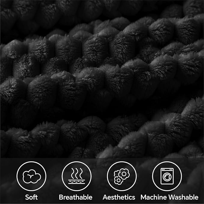 BEDELITE Black Throw Blanket for Couch, Soft Cozy Gifts for Women, 50 * 60 | 3D - Image 3