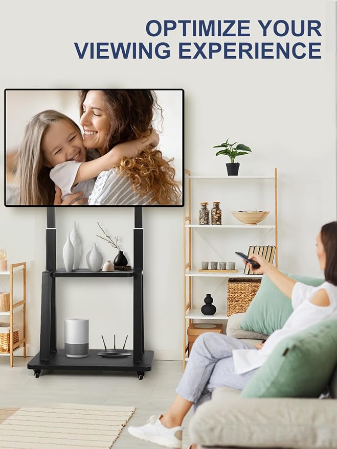 Mobile TV Stand on Wheels for 42-86 Inch Flat/Curved LED/LCD/OLED Rolling TV - Image 2