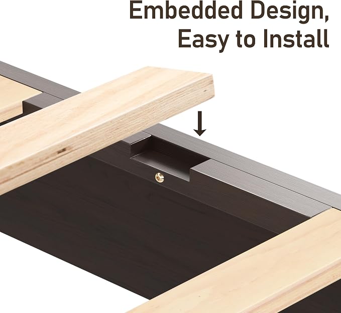 Lifezone King Bed Frame with Headboard, Solid Wood Bed Frame King Size with - Image 10