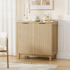 Fluted Cabinet with Storage, 2 Doors Sideboard Buffet, Mid Century Modern - Image 9