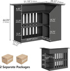L Shaped Bar Table with LED Light, 4-Tier Corner Wine Bar Cabinet with Stemware - Image 2