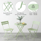 GarveeLife 3 Piece Patio Bistro Set, Folding Patio Bistro Table and Chairs Set - Image 6