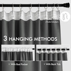 MIULEE Grey Back Tab Blackout Curtains 52x90 Inch Long 2 Panels Set | Rod - Image 3