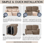 Recliner Loveseat Covers with Console, 6-Piece Stretch Geometric Strokes - Image 8