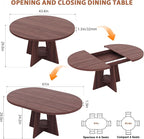 Extendable Dining Table, Round Kitchen Dining Room Dinner Table - Image 2
