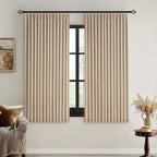 MIULEE Taupe Pinch Pleated 100% Blackout Linen Curtains 40x63 Inches | Room by MIULEE