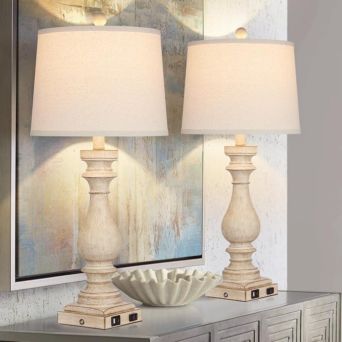 Cinkeda 29" Tall Table Lamp for Living Room Set of 2, Farmhouse Nightstand - Image 5