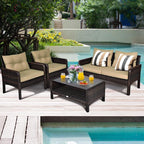 Tangkula 4 Piece Patio Furniture Set, Outdoor Wicker Conversation Set - Image 3