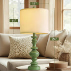 BOBOMOMO 24" Farmhouse Table Lamps Set of 2 – Sage Green Bedside Lamps - Image 3