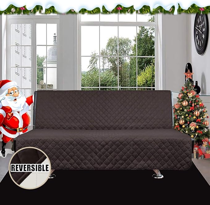Easy-Going Reversible Couch Cover, Large Futon Sofa, Chocolate/Ivory | Machine - Image 2
