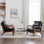 Deolme Mid Century Modern Accent Chair Living Room- Comfy Solid Wood Arm Chair - Image 4