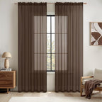 MIULEE Chocolate Brown Sheer Curtains 54 X 108 Inches, 2 Panels | Voile Drapes by MIULEE