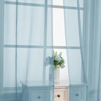 Sky Blue Sheer Curtains 84 Inches Long 2 Panels - Image 5