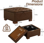 WUTUTUEE 30" Faux Leather Square Storage Ottoman - Image 2