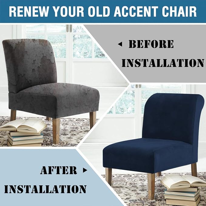 H.VERSAILTEX Armless Accent Chair Covers Thick Velvet Armless Chair Slipcovers - Image 8