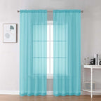 Chyhomenyc Aqua Sheer Curtains 84 Inches Long by Chyhomenyc