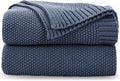 CozeCube Dusty Blue Seed Stitch Throw Blanket 50"x60", Farmhouse Decor | Blanket by CozeCube